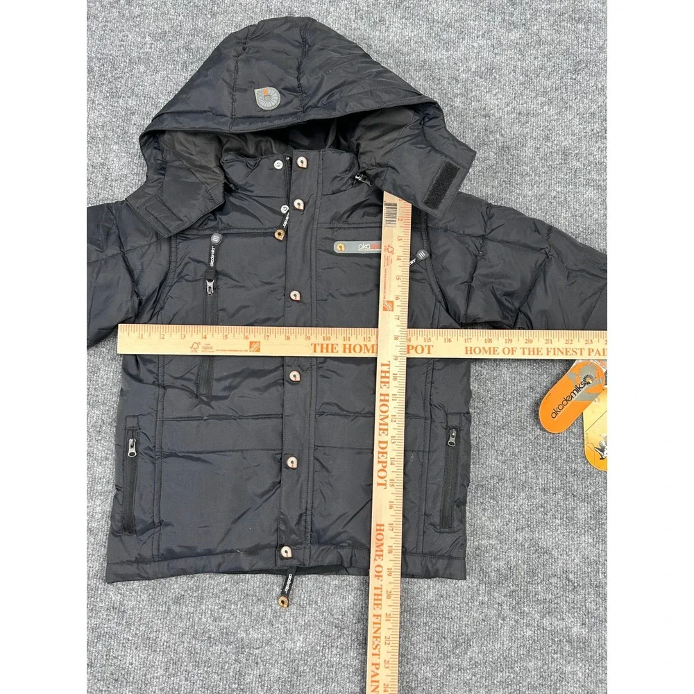 Akademiks Kids Vintage Black Puffer Hooded Jacket Down Filled Boys Girls‎ Size 4